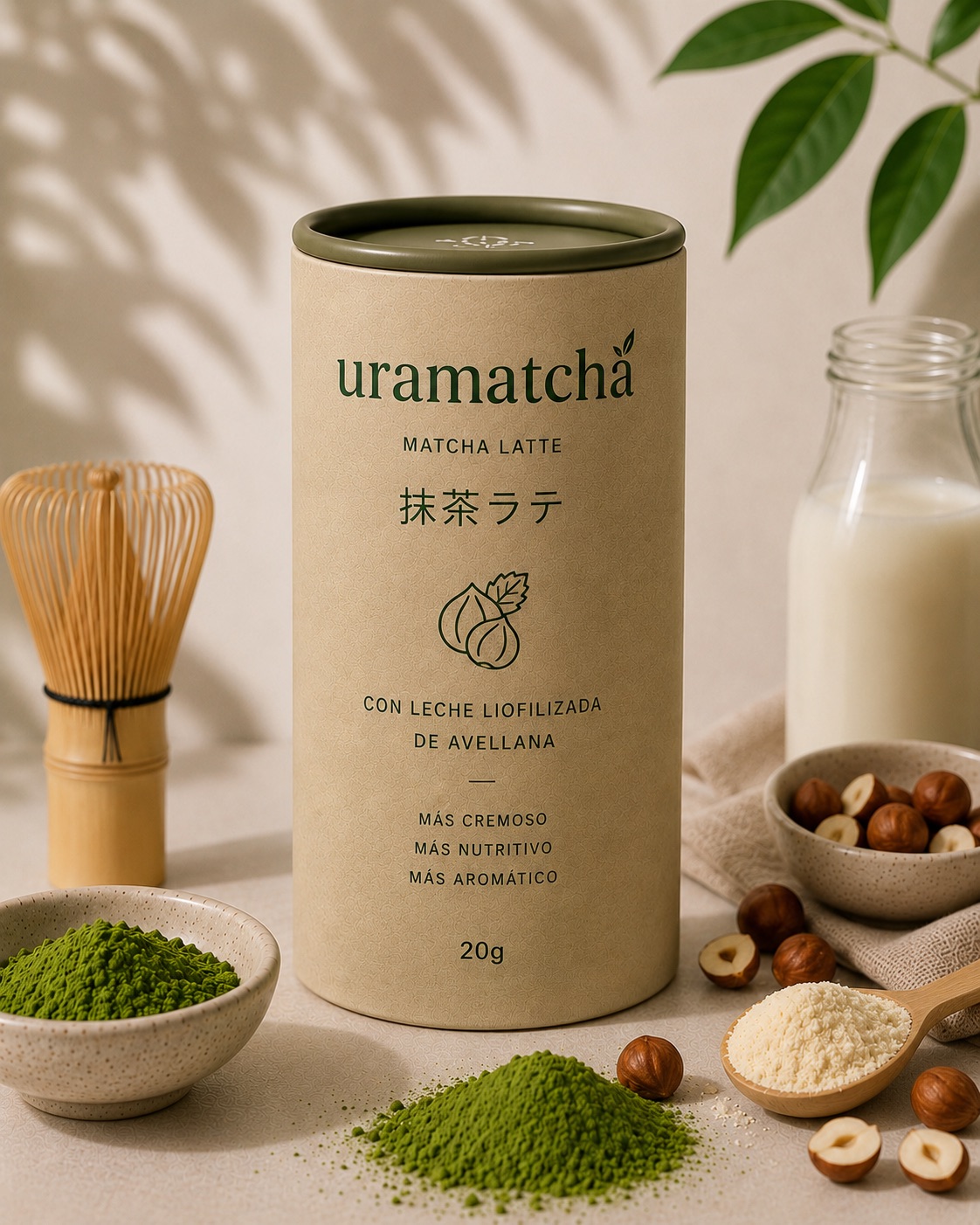 Uramatcha Matcha Latte con leche liofilizada de avellana